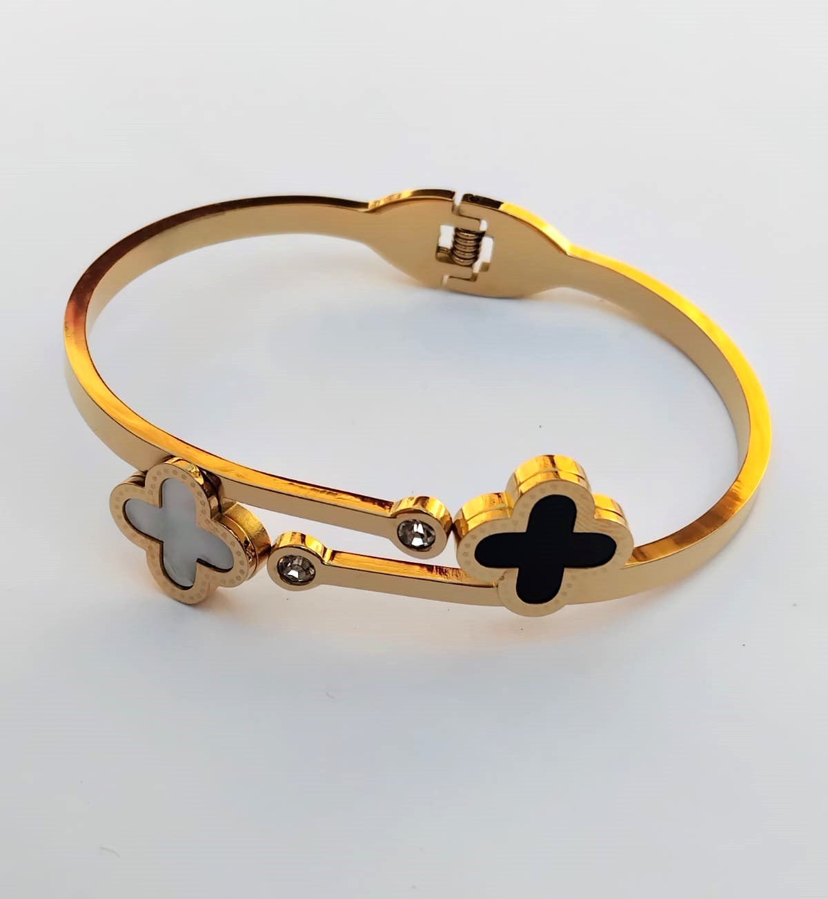 Luxury Clover Double Flower Bracelet | Stainless Steel Fashion Jewelry Bangle