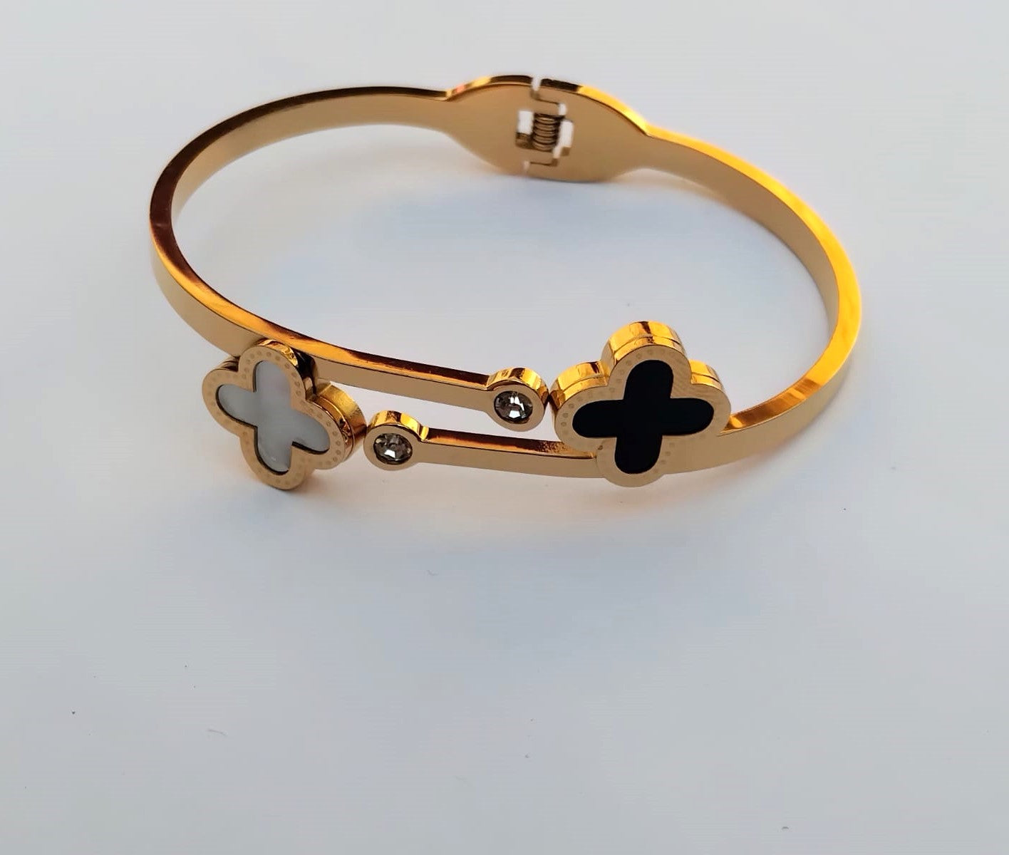 Luxury Clover Double Flower Bracelet | Stainless Steel Fashion Jewelry Bangle