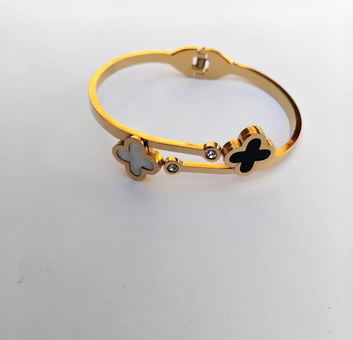 Luxury Clover Double Flower Bracelet | Stainless Steel Fashion Jewelry Bangle