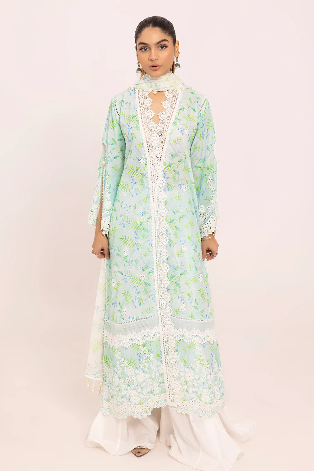 Gul Ahmed 3 Piece Unstitched Embroidered Lawn Suit with Printed Chiffon Dupatta BM-42033