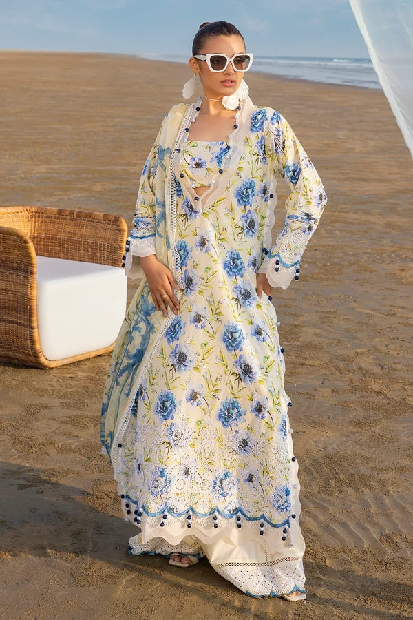 Gul Ahmed 3 Piece Unstitched Embroidered Lawn Suit with Printed Chiffon Dupatta BM-42036