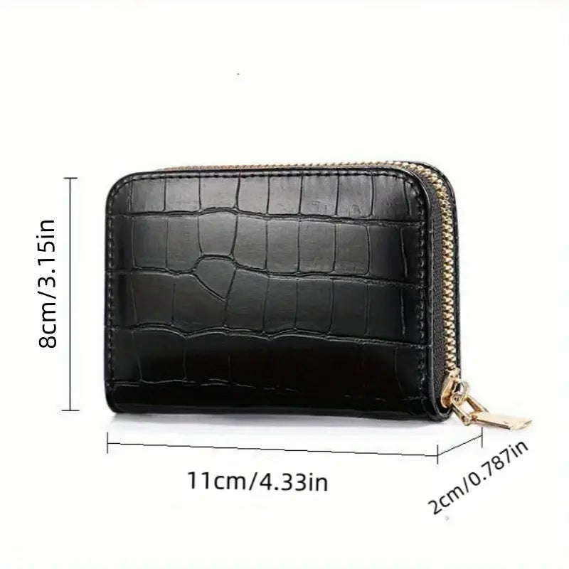 Chic Women's Faux Leather Clutch Wallet with Zipper - Multi-Card Holder & Coin Purse, Polyester Lined