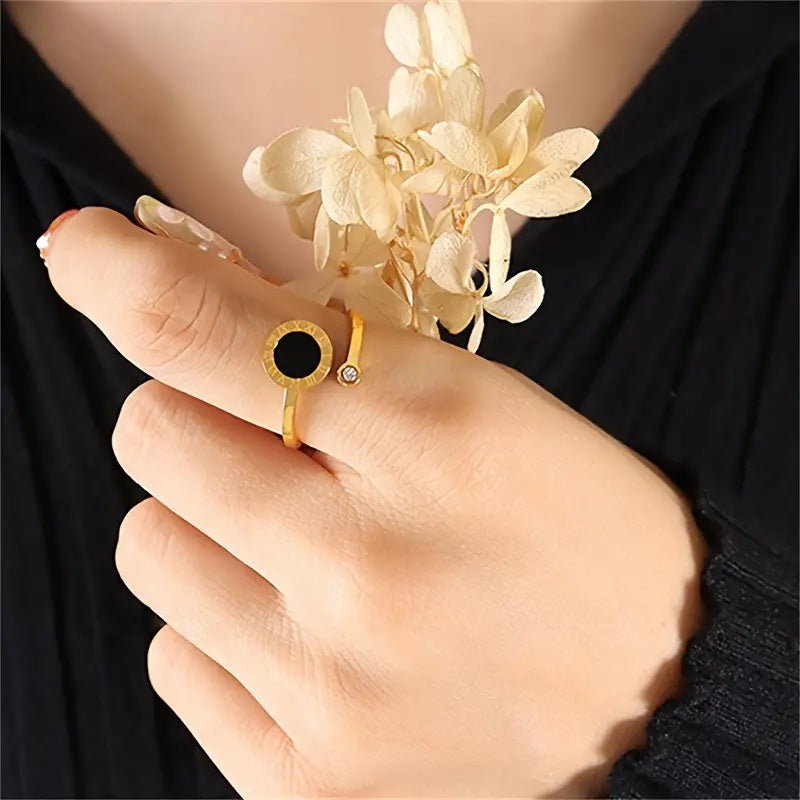 Luxury Roman Bangle with Ring Set for Girls - Stainless Steel Jewelry