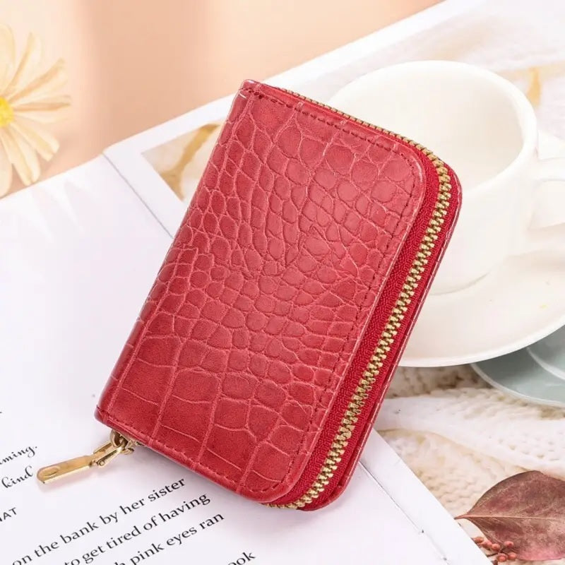Chic Women's Faux Leather Clutch Wallet with Zipper - Multi-Card Holder & Coin Purse, Polyester Lined