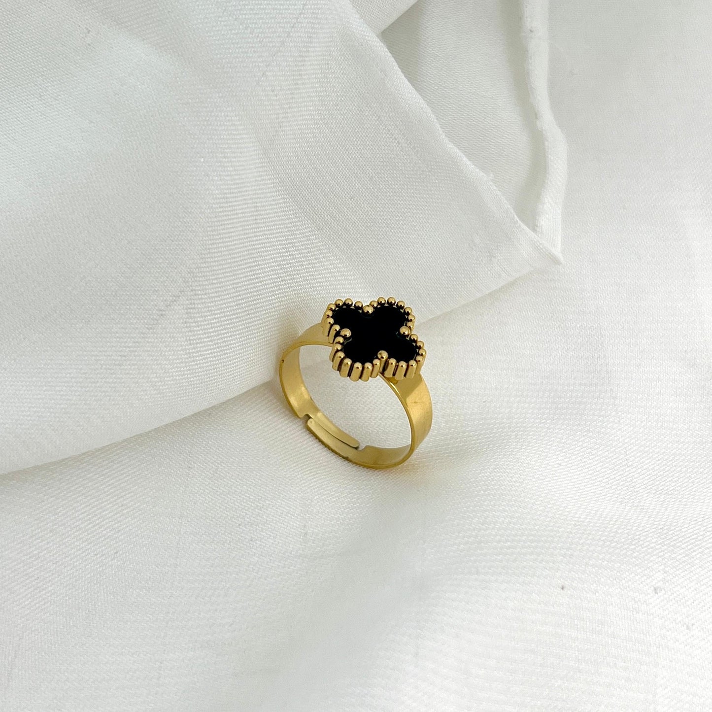 Rings for Girls Open Adjustable Luxury Golden Flower Stainless Steel Ring