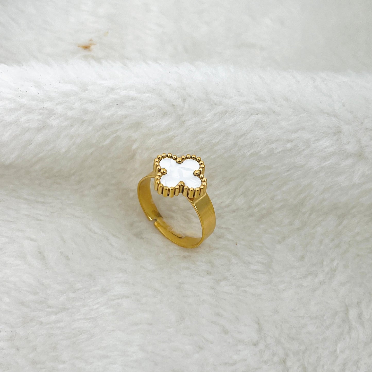 Rings for Girls Open Adjustable Luxury Golden Flower Stainless Steel Ring