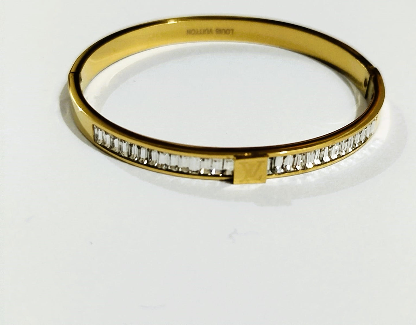 Stainless Steel Bangle with Crystal Stones – Mazia Fashion