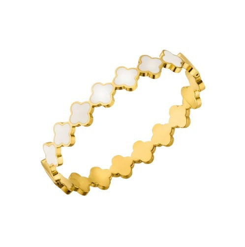 Elegant Multi Clover Bangle - Stainless Steel | Mazia Fashion