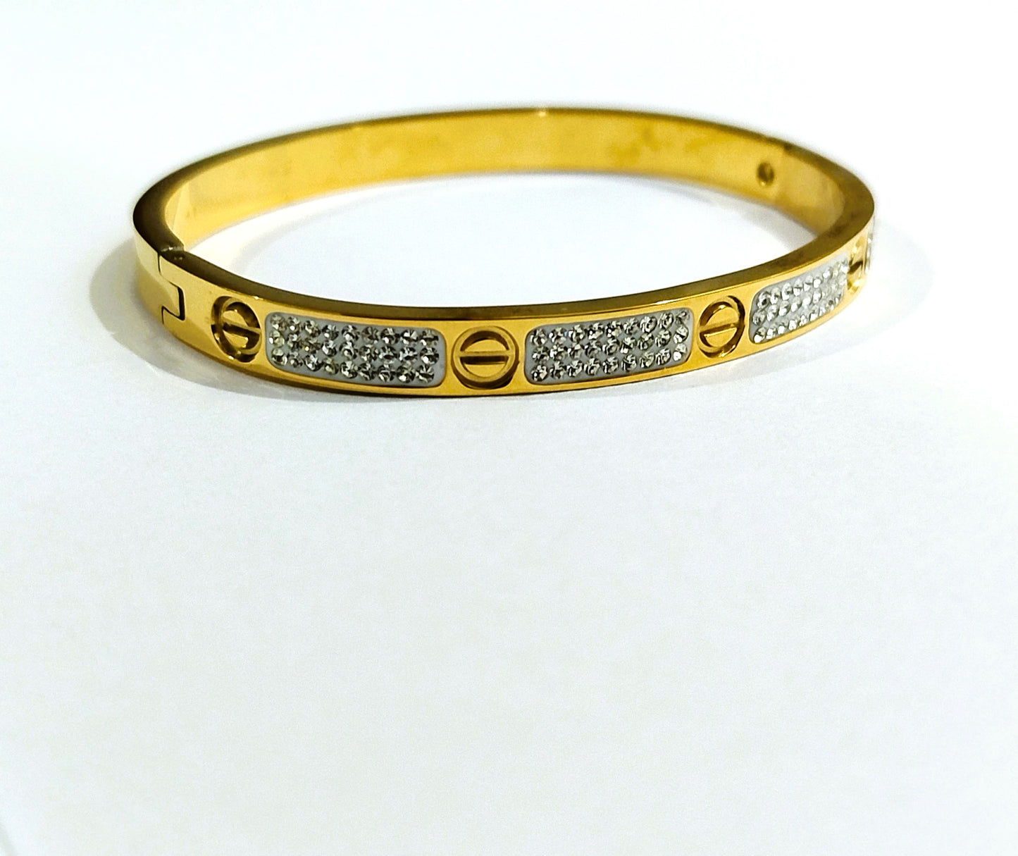 Luxury Openable Bangle | Stainless Steel with Shining Crystal Stones - Mazia Fashion