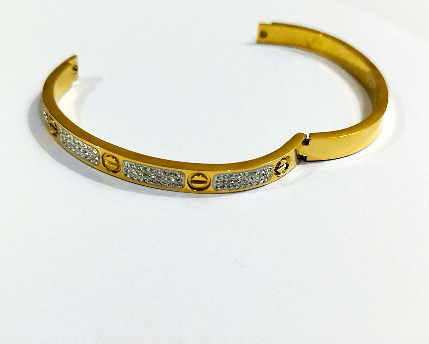 Luxury Openable Bangle | Stainless Steel with Shining Crystal Stones - Mazia Fashion