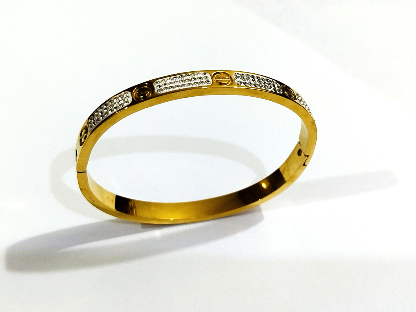 Luxury Openable Bangle | Stainless Steel with Shining Crystal Stones - Mazia Fashion