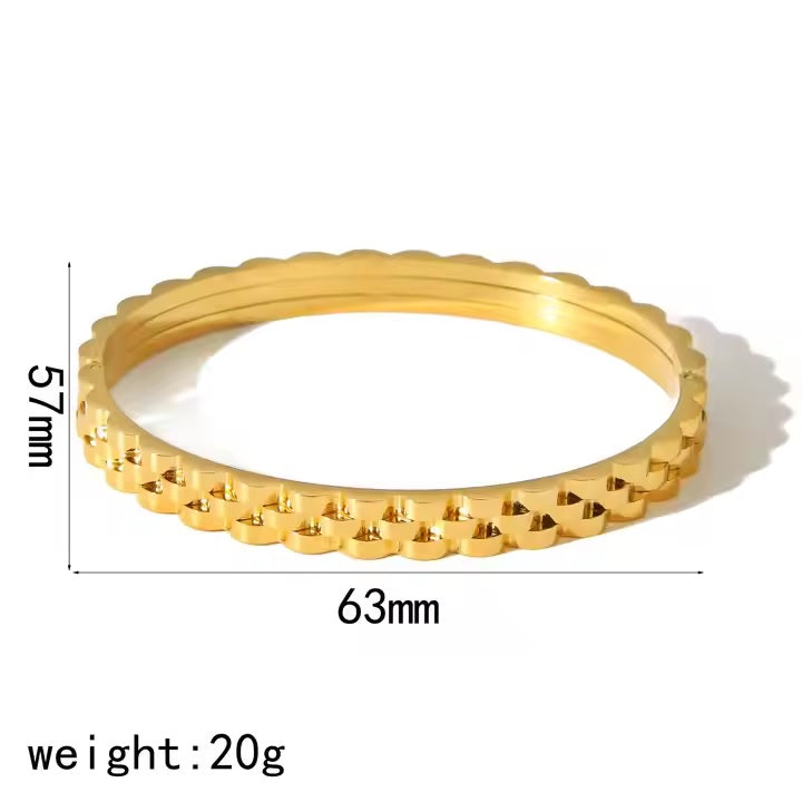 Mazia Fashion Stainless Steel Watch Strap Bangle – Hip Hop Gear Layered Design for Girls