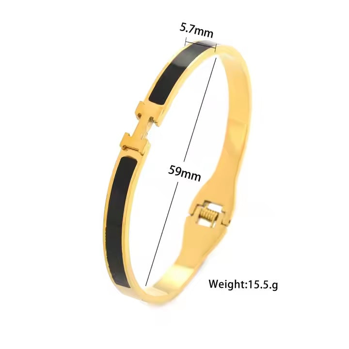 Luxury H Bracelet for Women – Stainless Steel & Natural Shell | Mazia Fashion