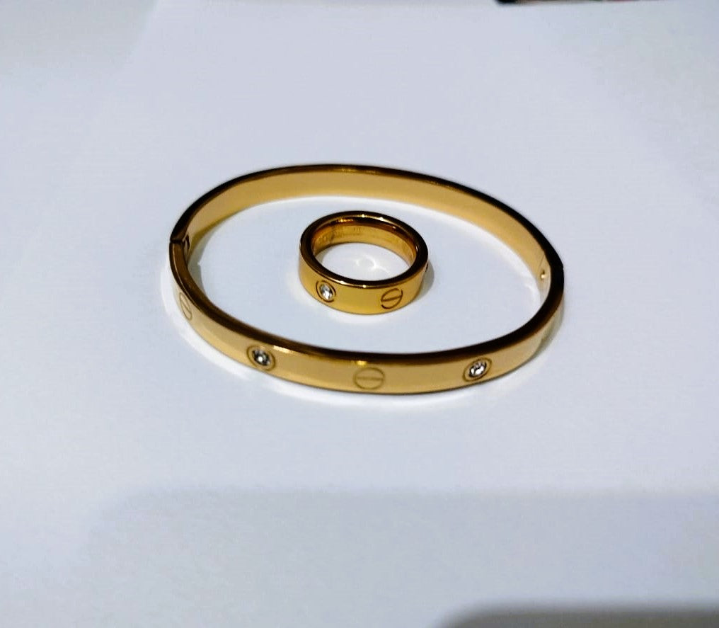 Openable Bangle Bracelet with Ring - Stainless Steel | Mazia