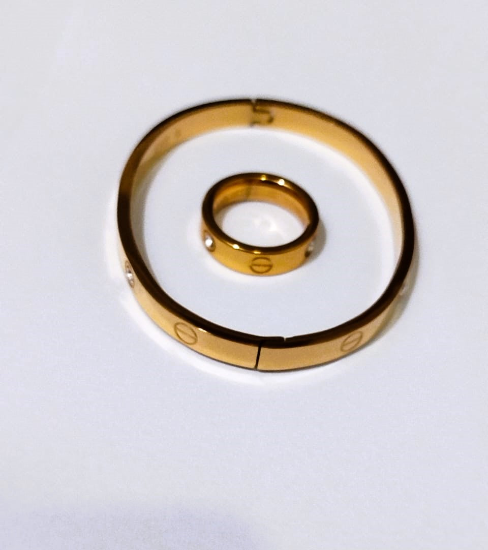 Openable Bangle Bracelet with Ring - Stainless Steel | Mazia