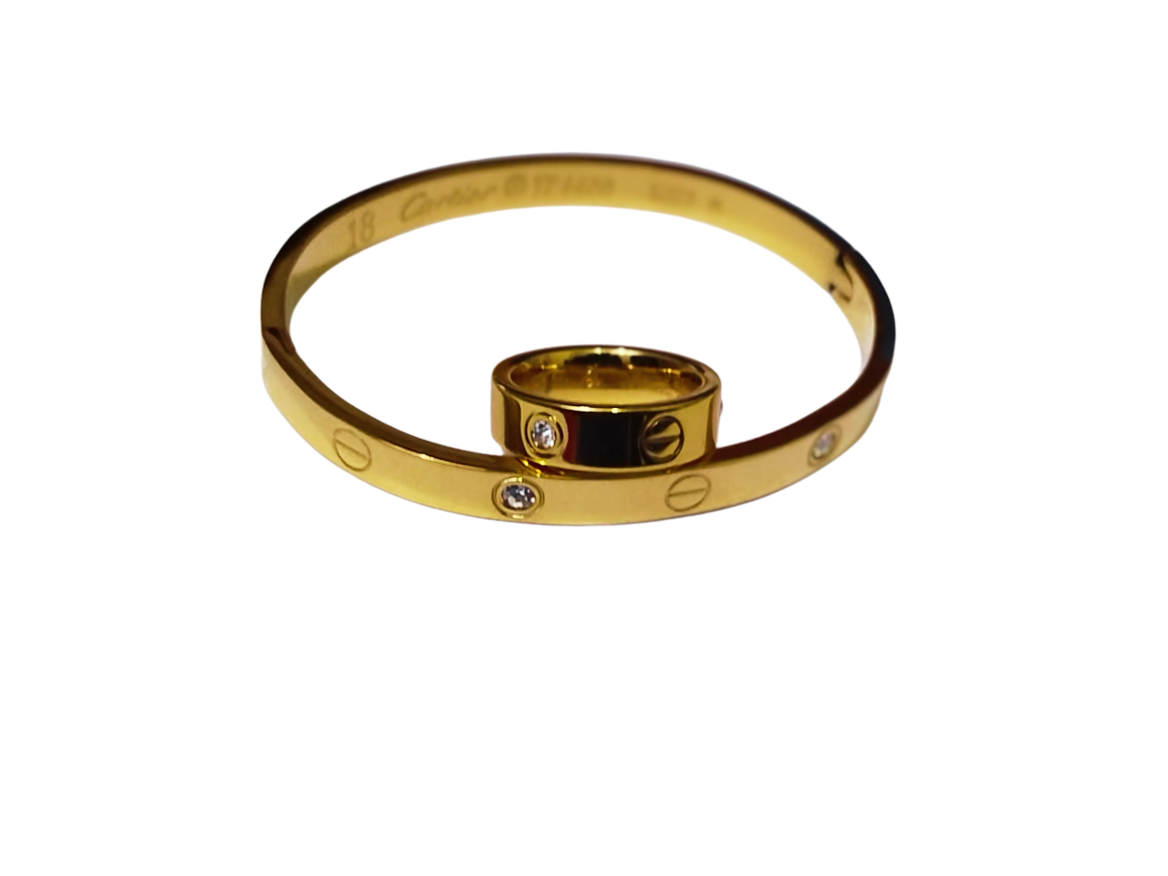 Openable Bangle Bracelet with Ring - Stainless Steel | Mazia