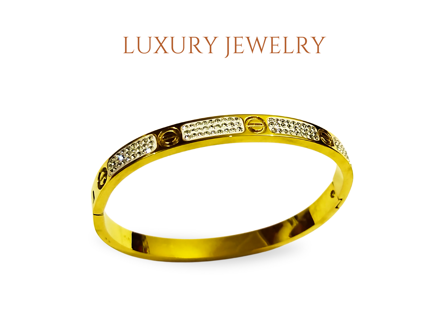 Luxury Openable Bangle | Stainless Steel with Shining Crystal Stones - Mazia Fashion