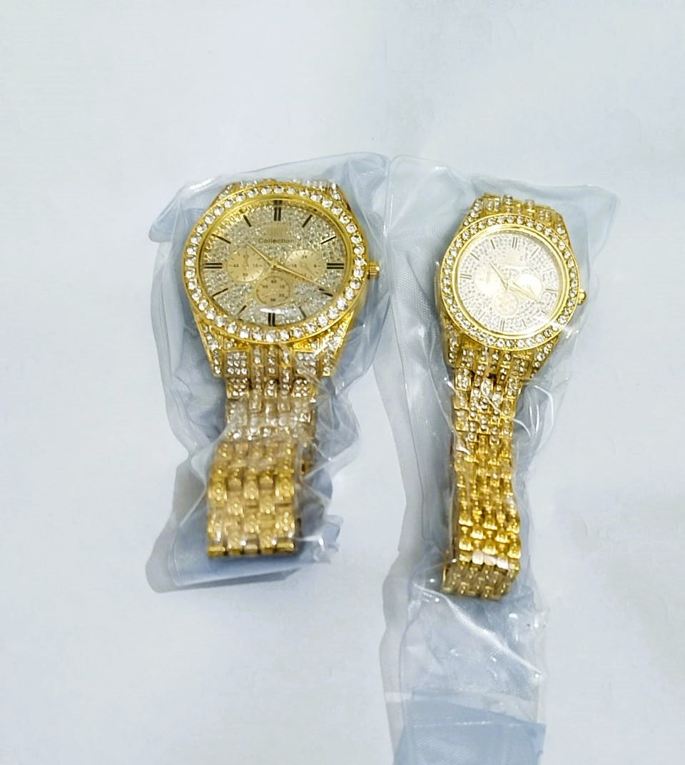 Couple Watch Set – BRASS CASE & CHAIN Model with Gift Box