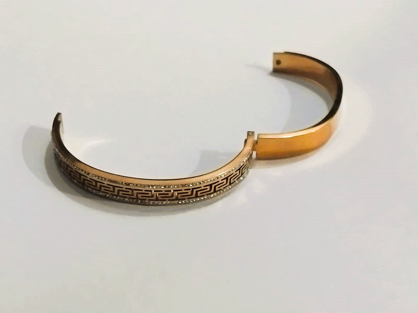 Mazia Golden Cuff Bangle – Stainless Steel Luxury for Girls | Skeleton Design with Rhinestones