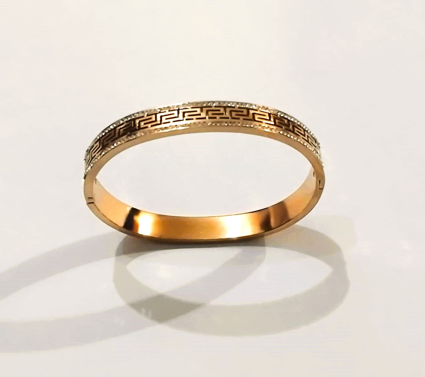 Mazia Golden Cuff Bangle – Stainless Steel Luxury for Girls | Skeleton Design with Rhinestones
