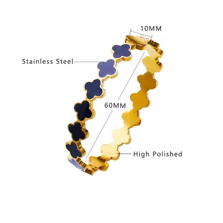 Elegant Multi Clover Bangle - Stainless Steel | Mazia Fashion