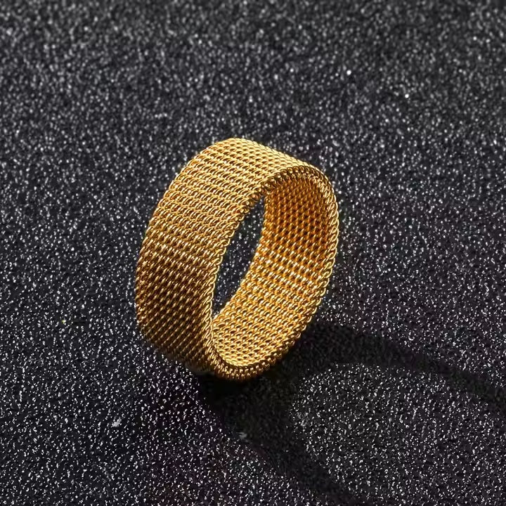 Tarnish-Free Stainless Steel Ring Woven Enamel Zipper Band | Mazia Fashion