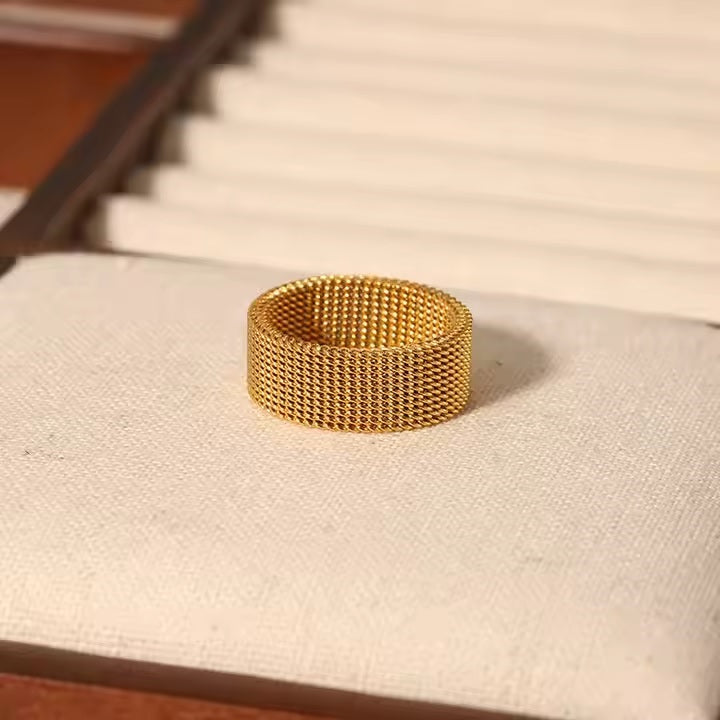 Tarnish-Free Stainless Steel Ring Woven Enamel Zipper Band | Mazia Fashion