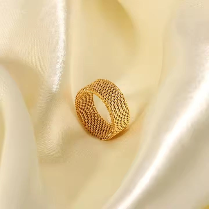 Tarnish-Free Stainless Steel Ring Woven Enamel Zipper Band | Mazia Fashion