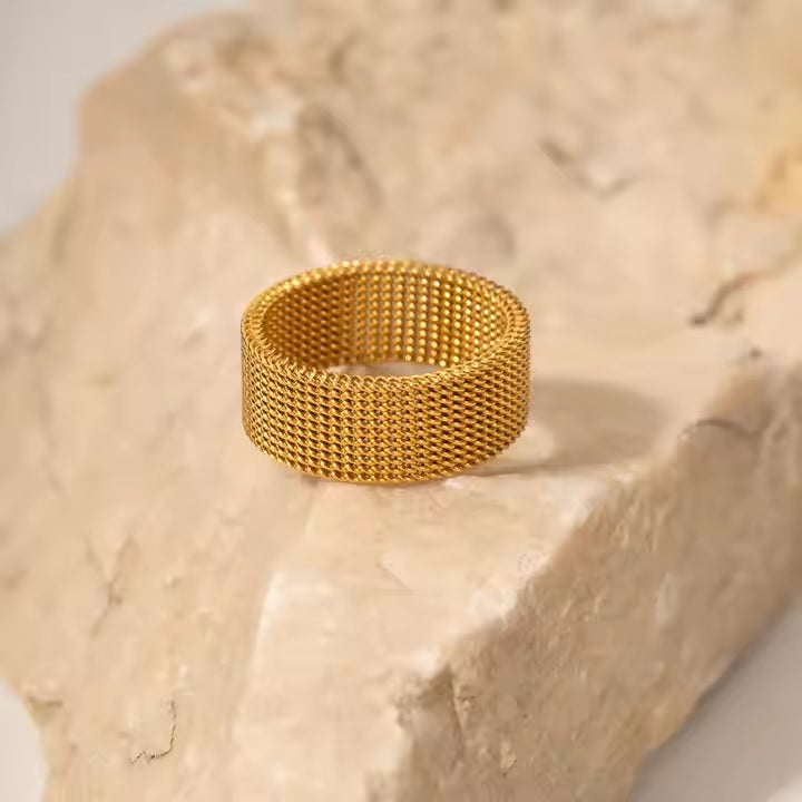 Tarnish-Free Stainless Steel Ring Woven Enamel Zipper Band | Mazia Fashion