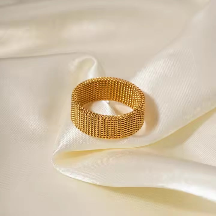 Tarnish-Free Stainless Steel Ring Woven Enamel Zipper Band | Mazia Fashion