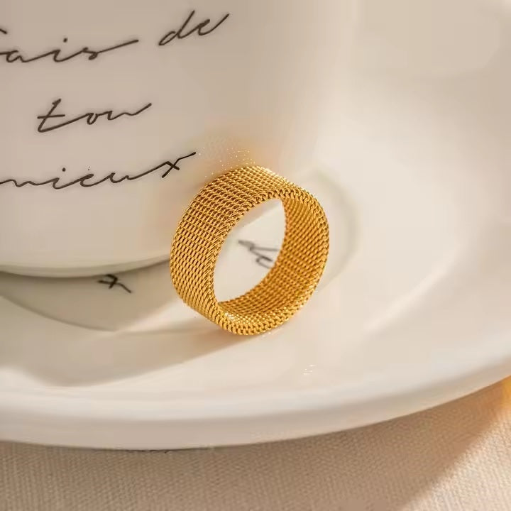 Tarnish-Free Stainless Steel Ring Woven Enamel Zipper Band | Mazia Fashion