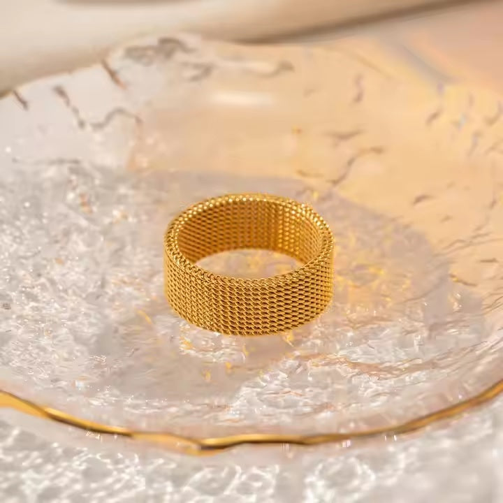 Tarnish-Free Stainless Steel Ring Woven Enamel Zipper Band | Mazia Fashion