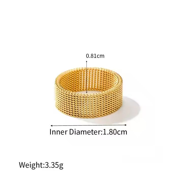Tarnish-Free Stainless Steel Ring Woven Enamel Zipper Band | Mazia Fashion
