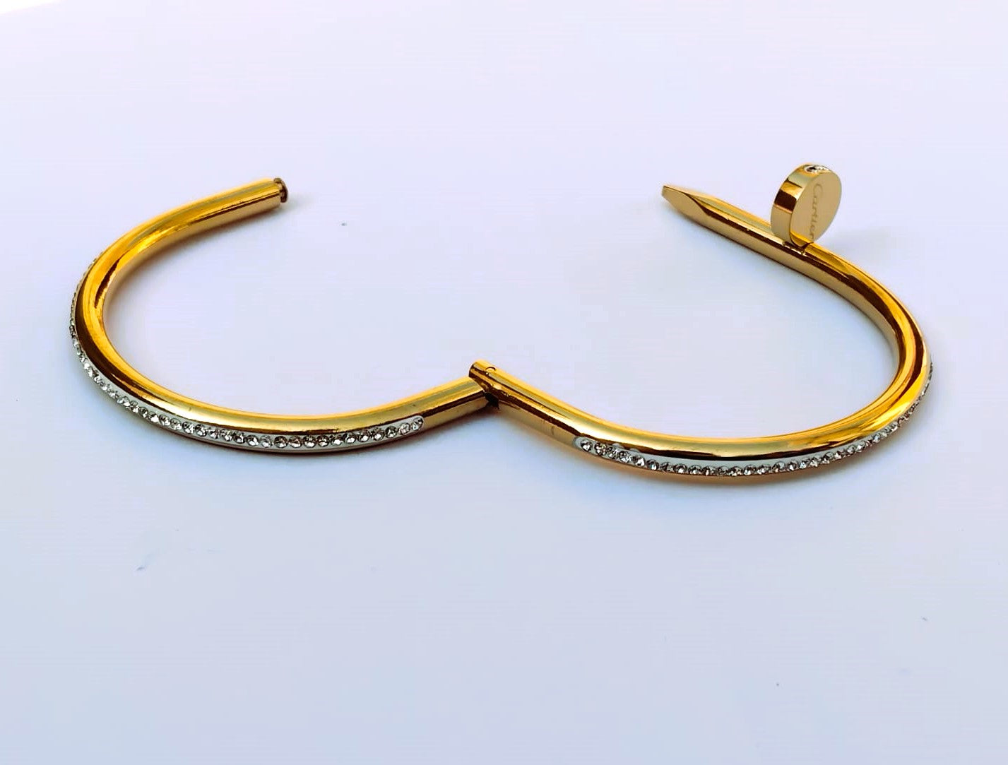 Stainless Steel Nail Shape Cuff Bangle - Designer Bracelet for Women & Girls