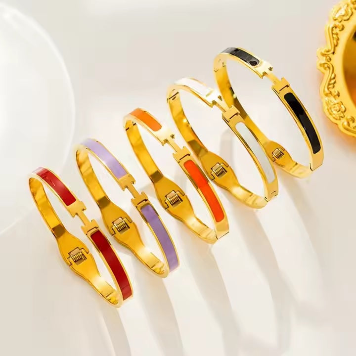 Luxury H Bracelet for Women – Stainless Steel & Natural Shell | Mazia Fashion