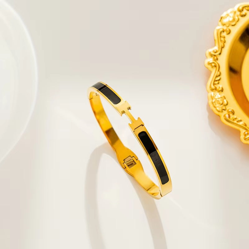 Luxury H Bracelet for Women – Stainless Steel & Natural Shell | Mazia Fashion