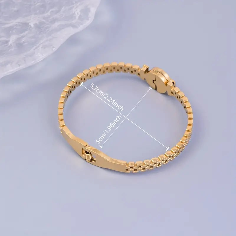 Golden Roman Numerals Clock Vintage Bangle Fashion Simple Love Stainless Steel Bangle Unisex Gift For Couple Family