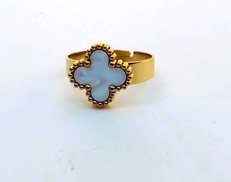 Rings for Girls Open Adjustable Luxury Golden Flower Stainless Steel Ring
