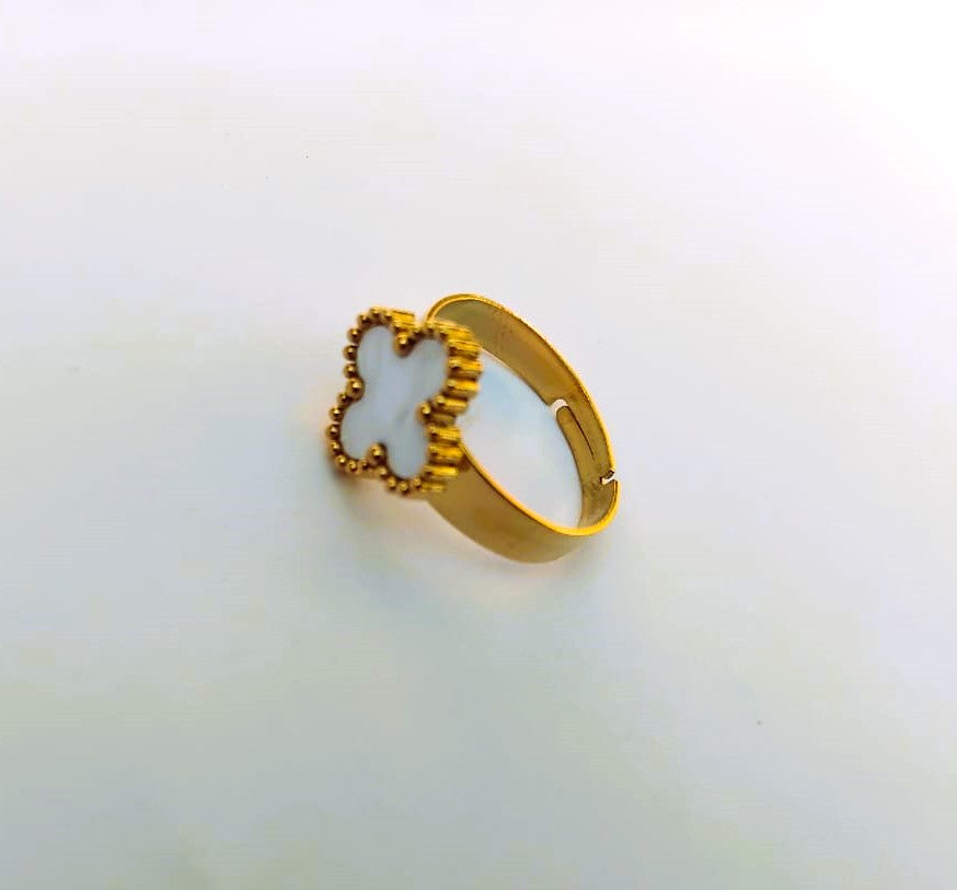 Rings for Girls Open Adjustable Luxury Golden Flower Stainless Steel Ring