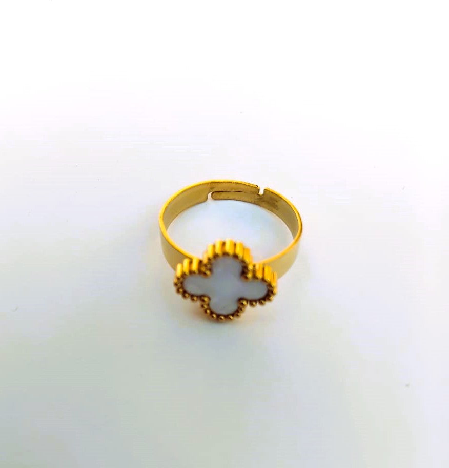 Rings for Girls Open Adjustable Luxury Golden Flower Stainless Steel Ring