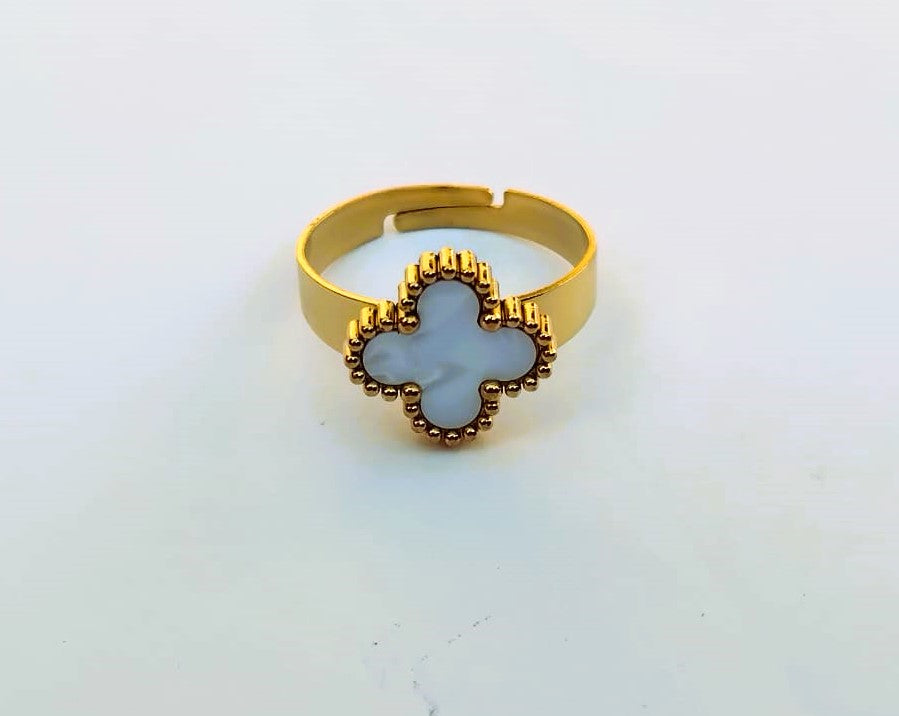 Rings for Girls Open Adjustable Luxury Golden Flower Stainless Steel Ring