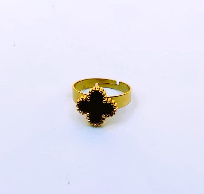 Rings for Girls Open Adjustable Luxury Golden Flower Stainless Steel Ring