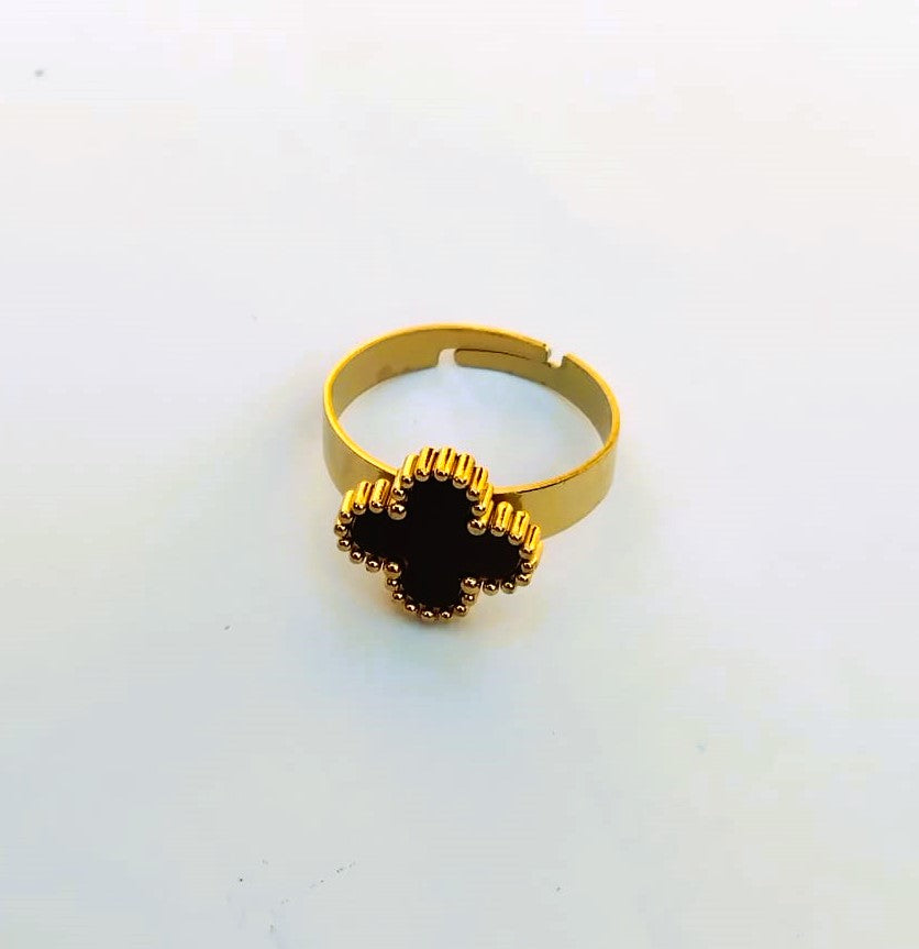 Rings for Girls Open Adjustable Luxury Golden Flower Stainless Steel Ring
