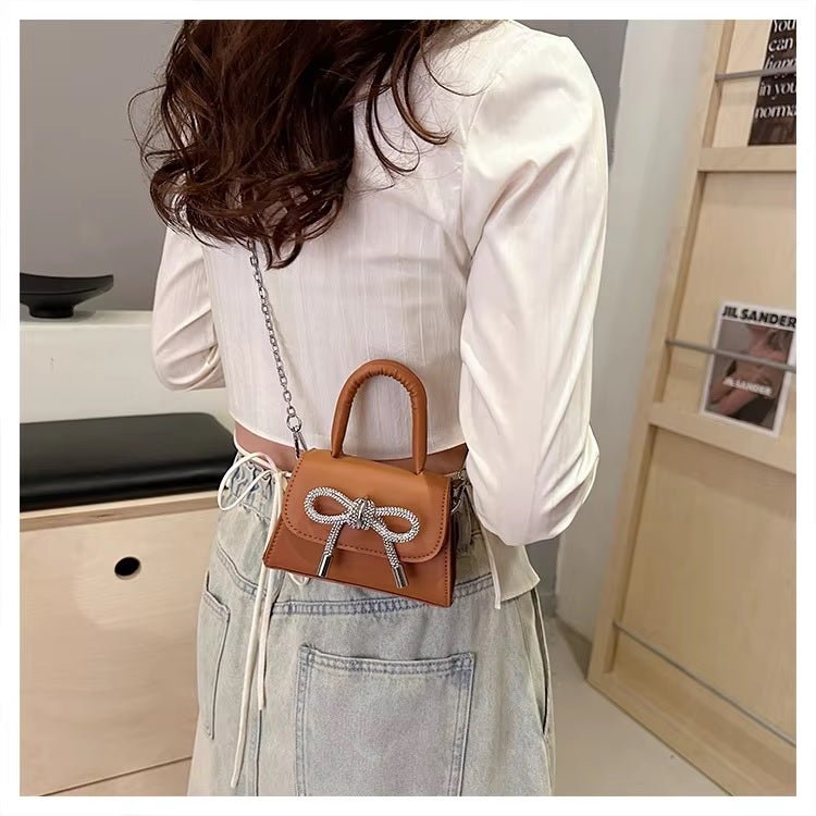 Mini Brown Designer Bag with Long Chain – High Quality Stylish Crossbody | Mazia Fashion