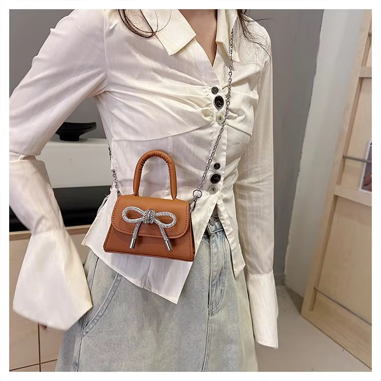 Mini Brown Designer Bag with Long Chain – High Quality Stylish Crossbody | Mazia Fashion