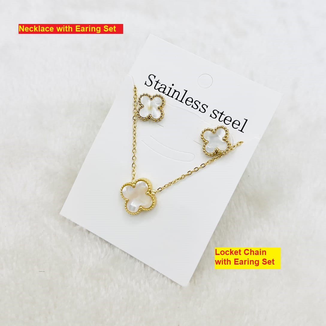 Stainless Steel Necklace and Earring Tops Set for Girls – Elegant & Durable Jewelry by Mazia Fashion