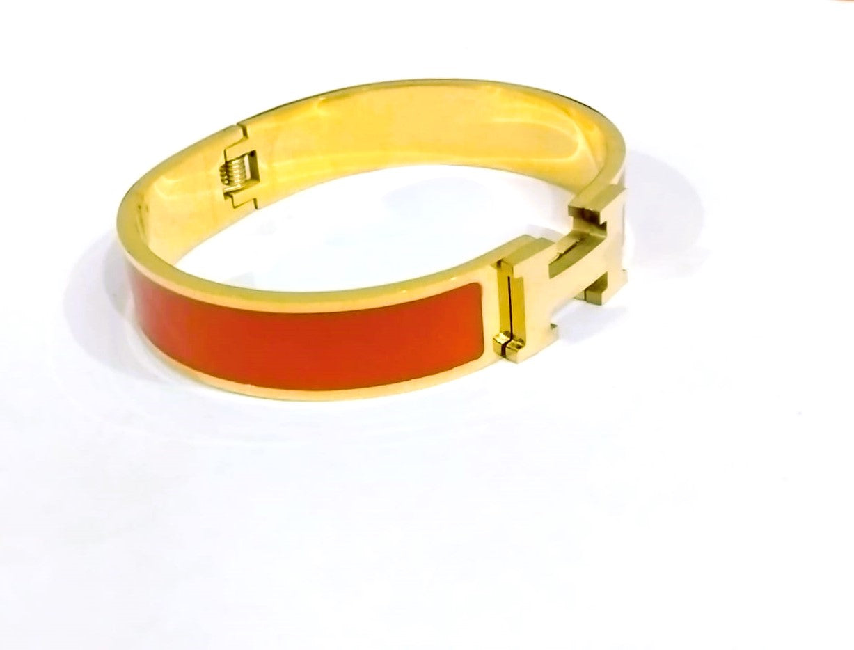 Stainless Steel H Wide Cuff Bangle Bracelet for Women & Girls – Fashion Jewelry Kara