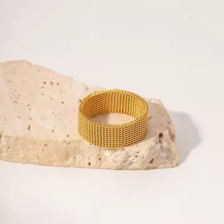 Tarnish-Free Stainless Steel Ring Woven Enamel Zipper Band | Mazia Fashion