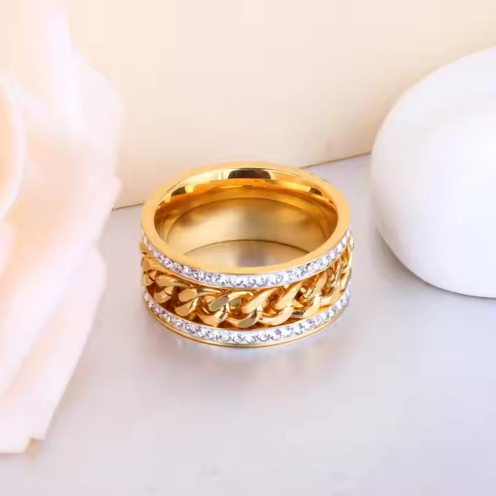 Double Zircon Dimond Zipper Ring – Bold & Elegant Statement Jewelry by Mazia Fashion