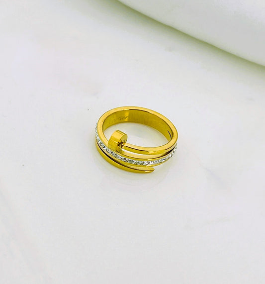 Mazia Fashion Nail Keel Ring - Golden Adjustable Ring for Girls | Stylish Jewelry Accessory